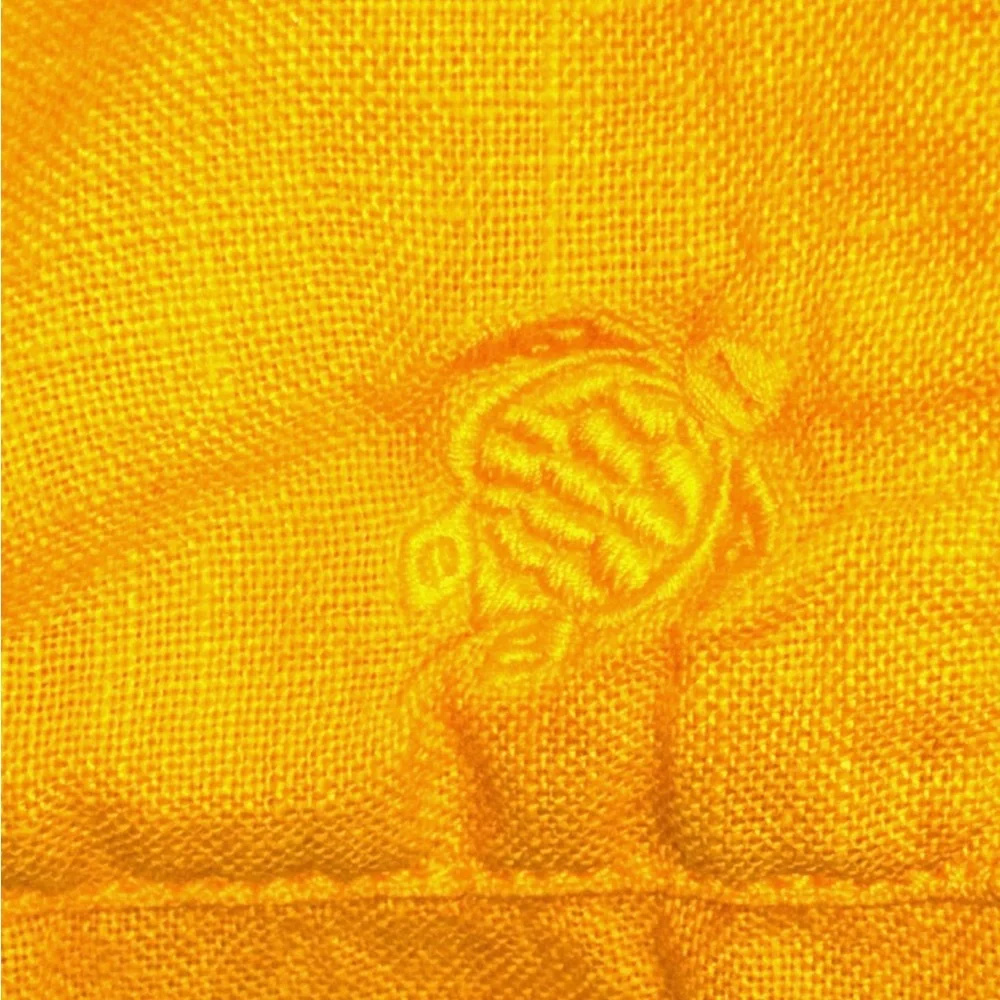 Vilebrequin Girls Linen Dress Sz 4 Yellow Short Sleeve Pockets Luxury Resort
